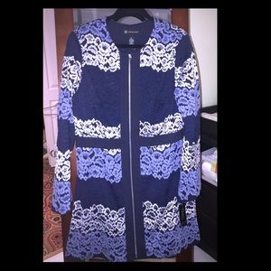 INC shades of blue lace coat
